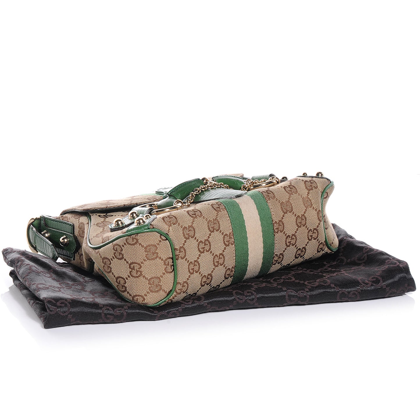 Monogram Horsebit Web Flap Bag Green