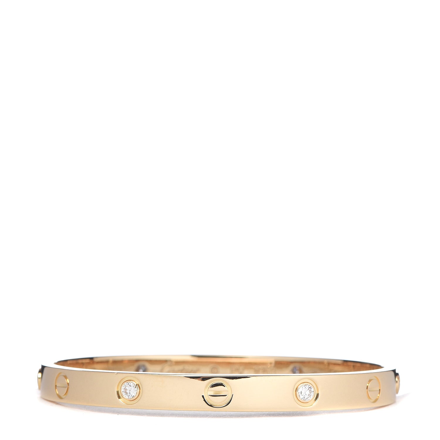 Cartier 18K Yellow Gold 4 Diamond LOVE Bracelet 17 1 of 6