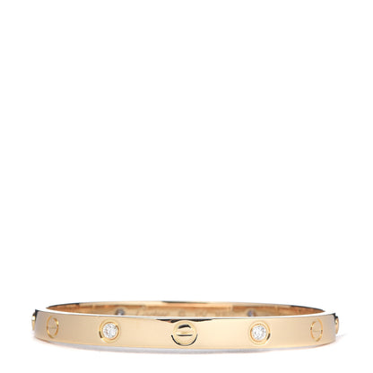 Cartier 18K Yellow Gold 4 Diamond LOVE Bracelet 17 1 of 6
