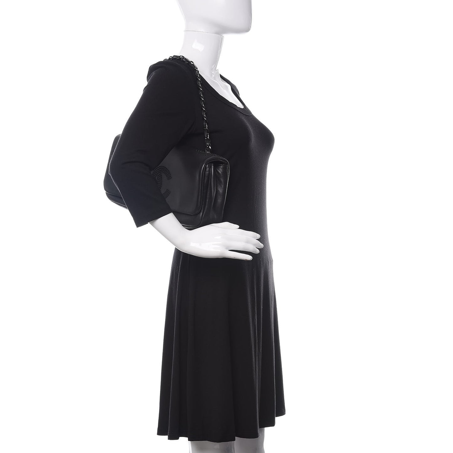 Lambskin Studded CC East West Flap Black