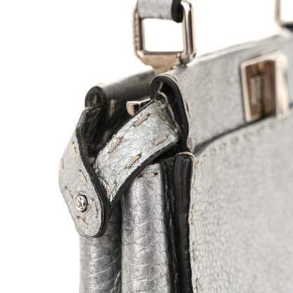 Fendi Cuoio Romano Lux Selleria Mini Peekaboo Iconic Satchel Argento 13 of 13