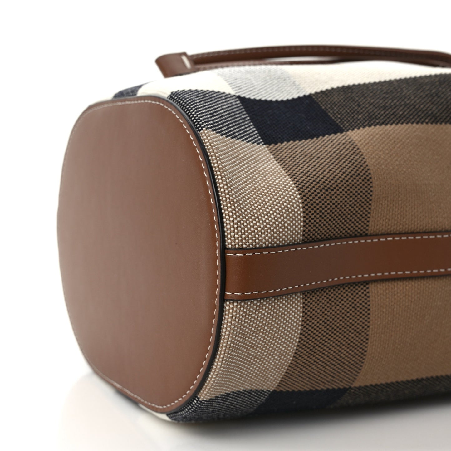 Giant Check Canvas Small Bucket Bag Taupe Brown