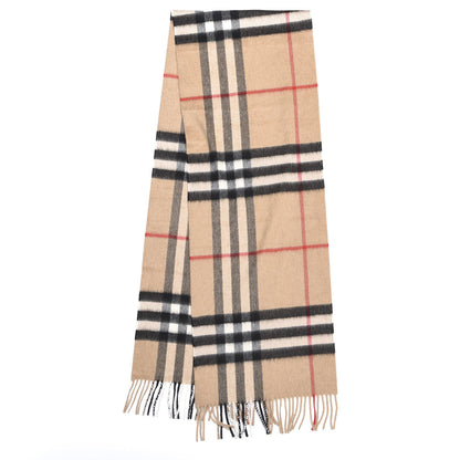 Burberry Cashmere Giant Check Fringe Scarf Camel 2 of 4