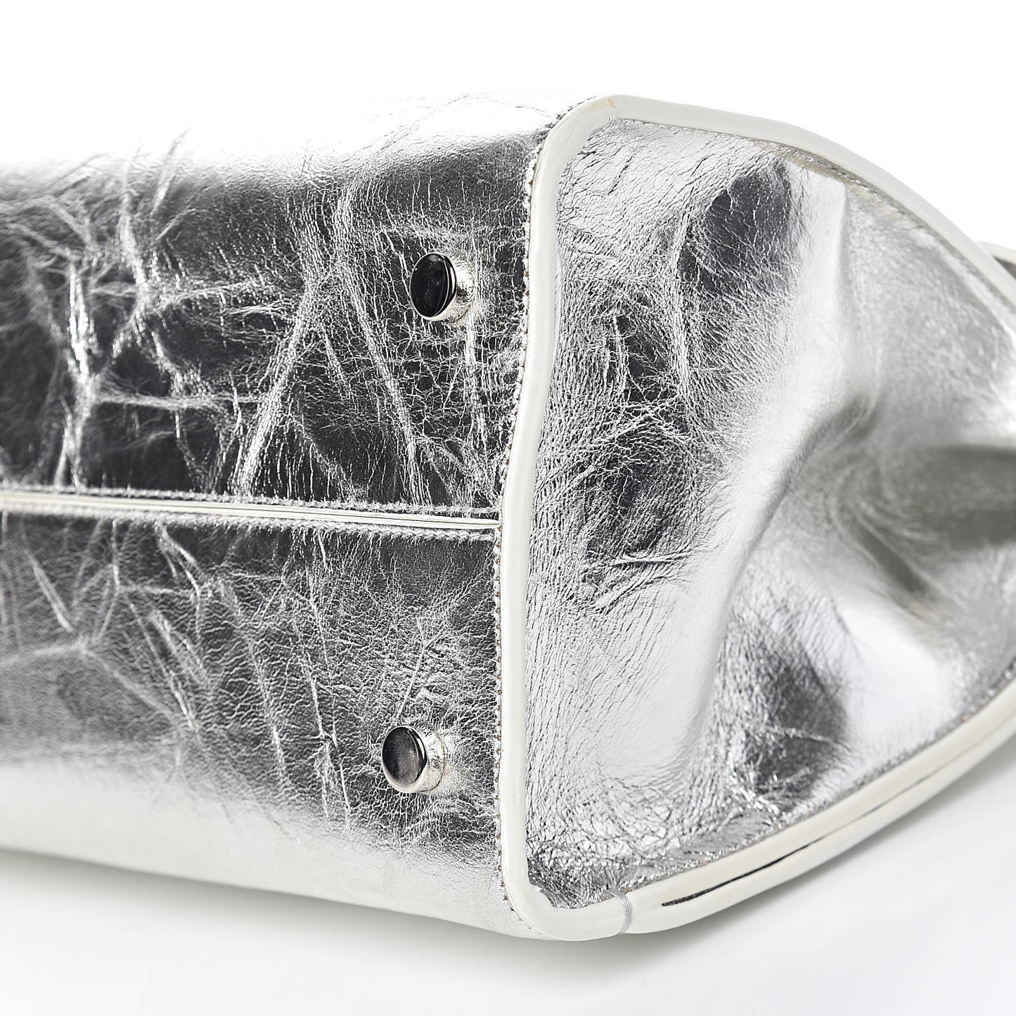 Metallic Calfskin Medium Diorever Flap Silver