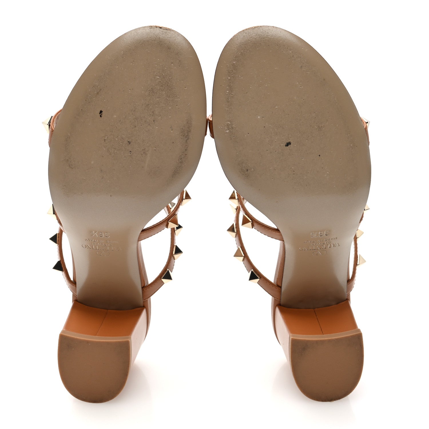 Valentino Garavani Calfskin Rockstud 60mm Caged Slide Sandals 36.5 Almond Beige 5 of 7