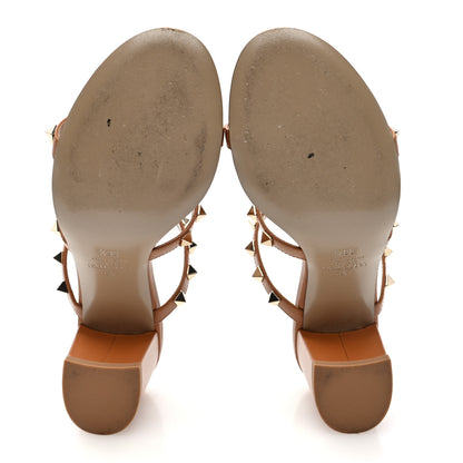 Valentino Garavani Calfskin Rockstud 60mm Caged Slide Sandals 36.5 Almond Beige 5 of 7