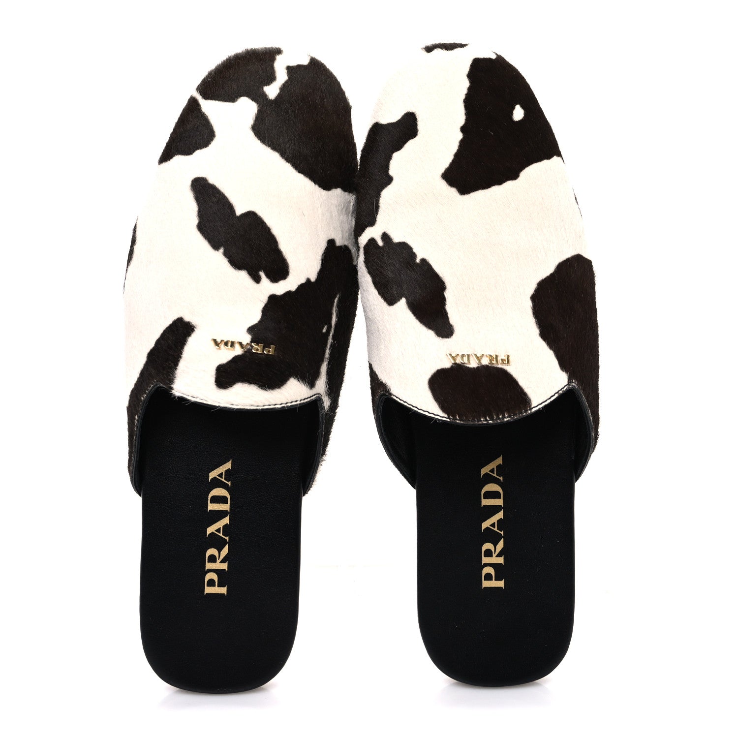 Prada Calf Hair Stampata Cow Loafer Mules 37 White Moro 2 of 9