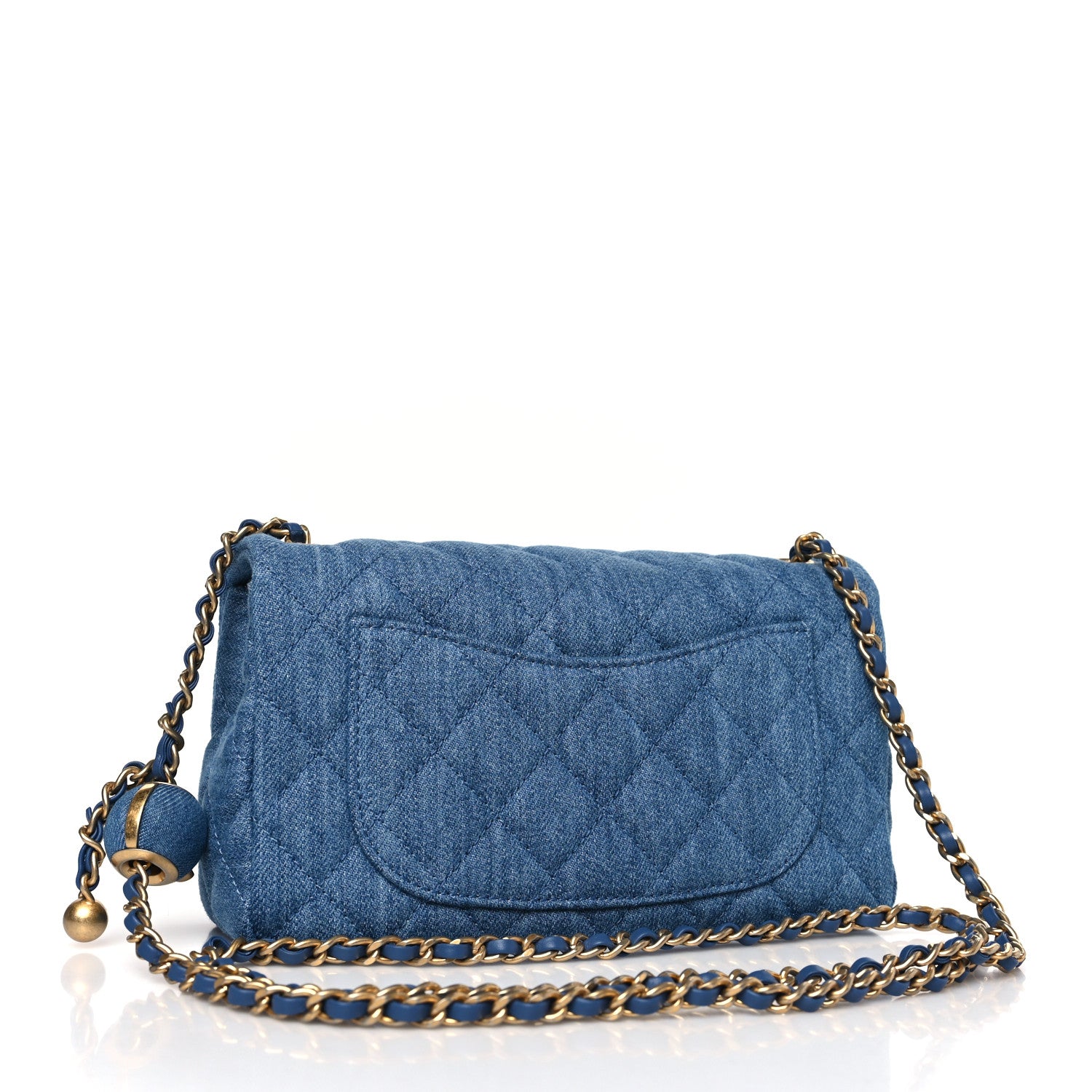 Chanel Denim Quilted Mini Pearl Crush Rectangular Flap Blue 4 of 9