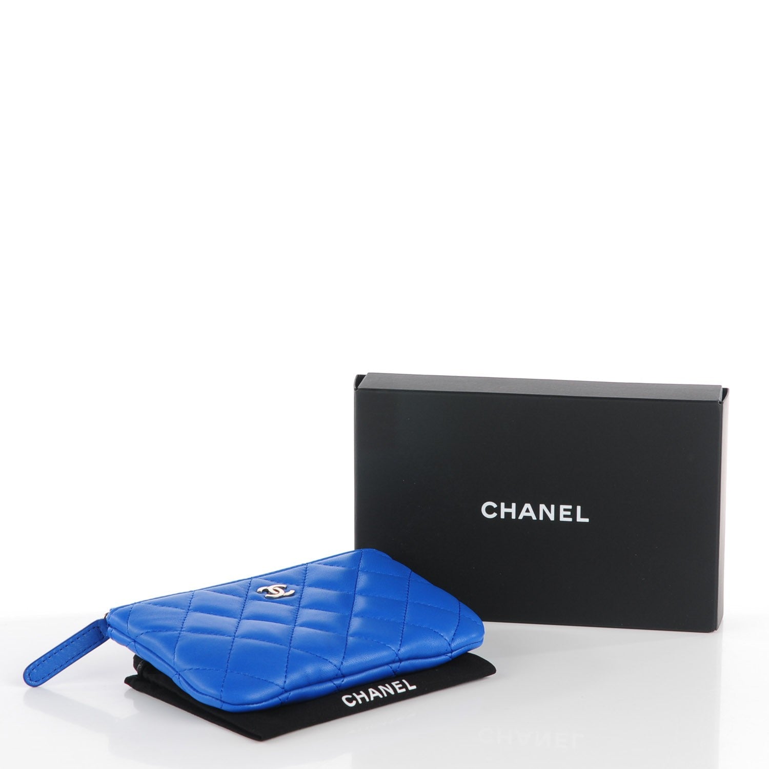 Chanel Lambskin Quilted Coin Purse Case Blue 4 of 8