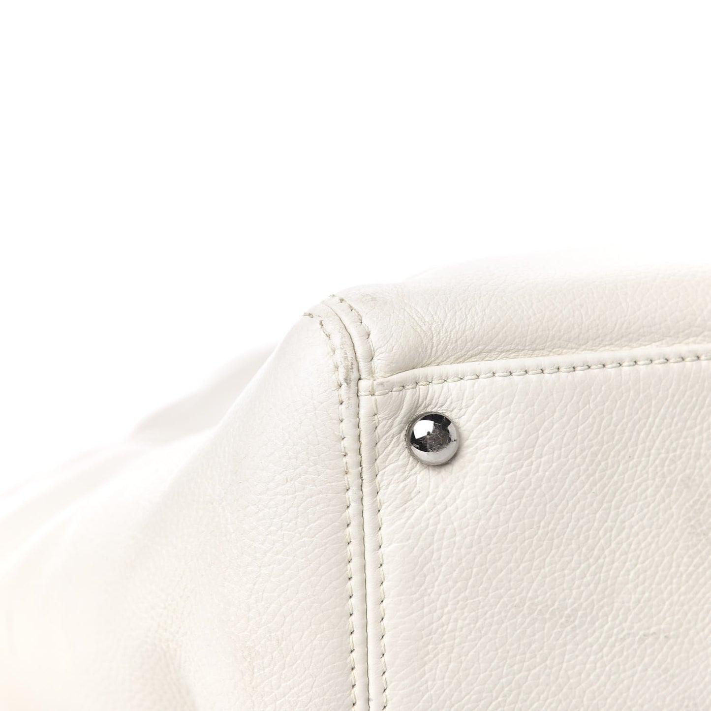 Calfskin Mademoiselle Lock Cerf Shopper Tote White