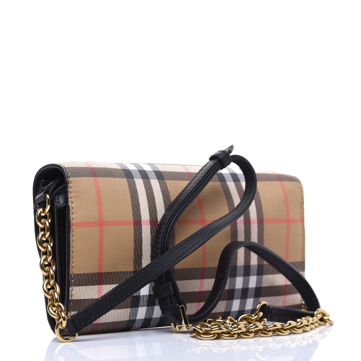 Burberry Vintage Check Henley Wallet On Chain Black 3 of 13