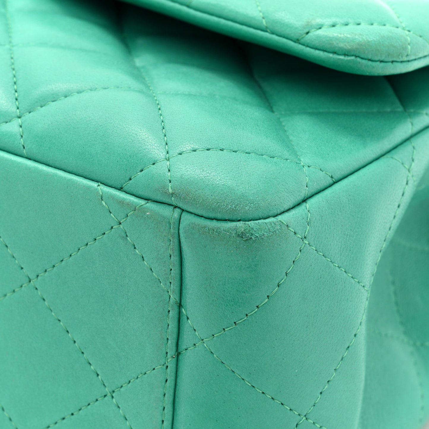 Lambskin Quilted Maxi Double Flap Green