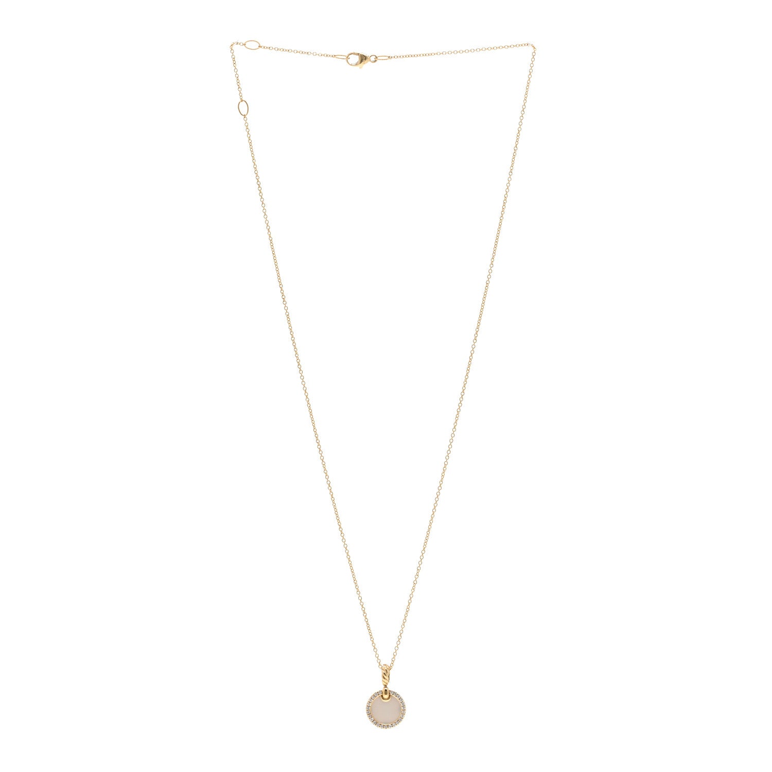 David Yurman 18K Yellow Gold Diamond Mother of Pearl Petite Elements Necklace 3 of 4