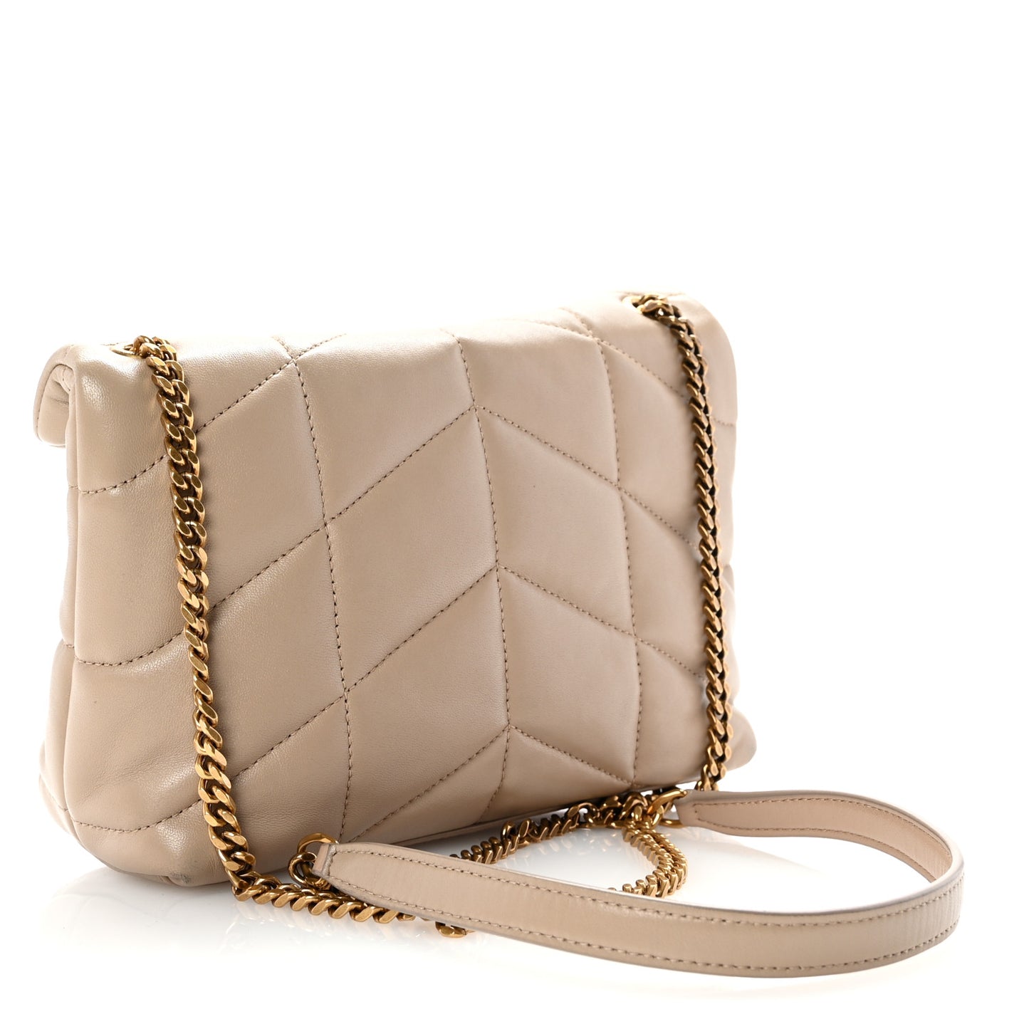 Lambskin Quilted Toy Loulou Puffer Monogram Chain Satchel Nude Powder