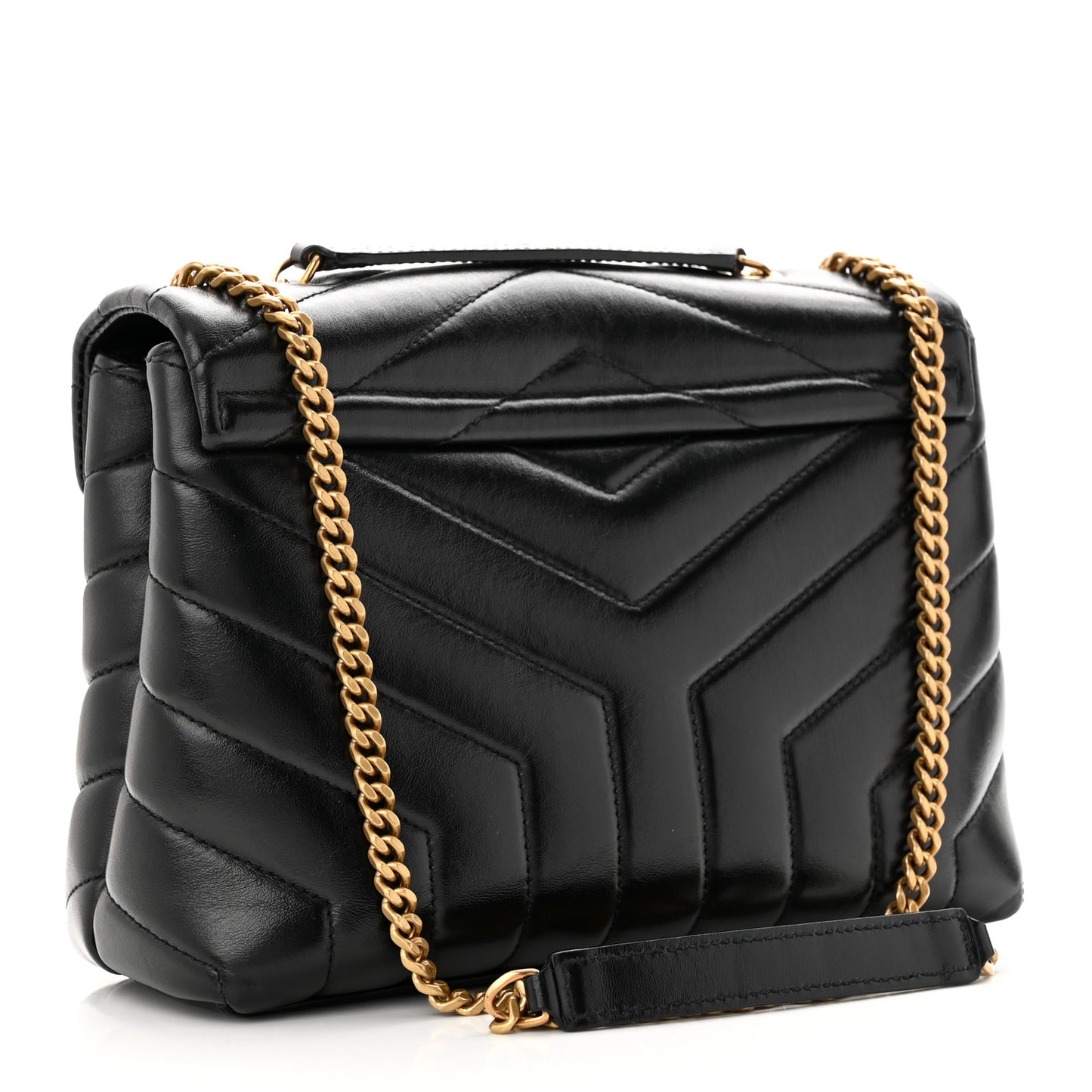 Calfskin Y Quilted Monogram Small Loulou Chain Satchel Black