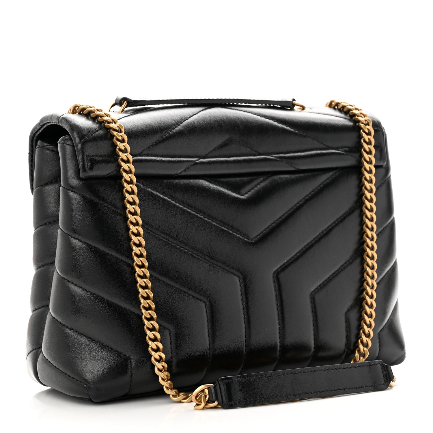 Saint Laurent Calfskin Y Quilted Monogram Small Loulou Chain Satchel Black 3 of 18
