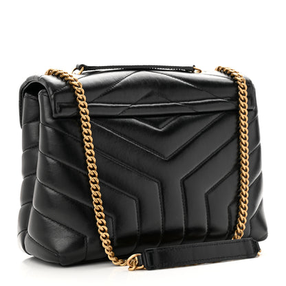 Saint Laurent Calfskin Y Quilted Monogram Small Loulou Chain Satchel Black 3 of 18