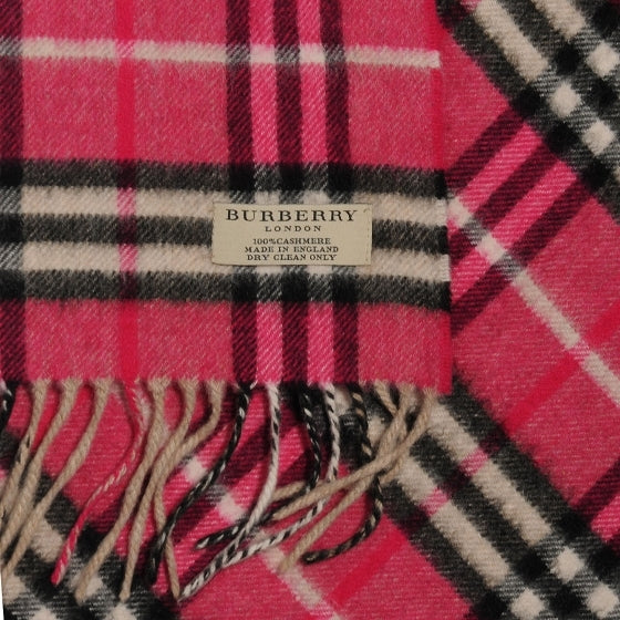 Burberry Cashmere Check Fringe Scarf Pink 4 of 4