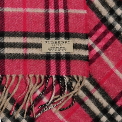 Burberry Cashmere Check Fringe Scarf Pink 4 of 4