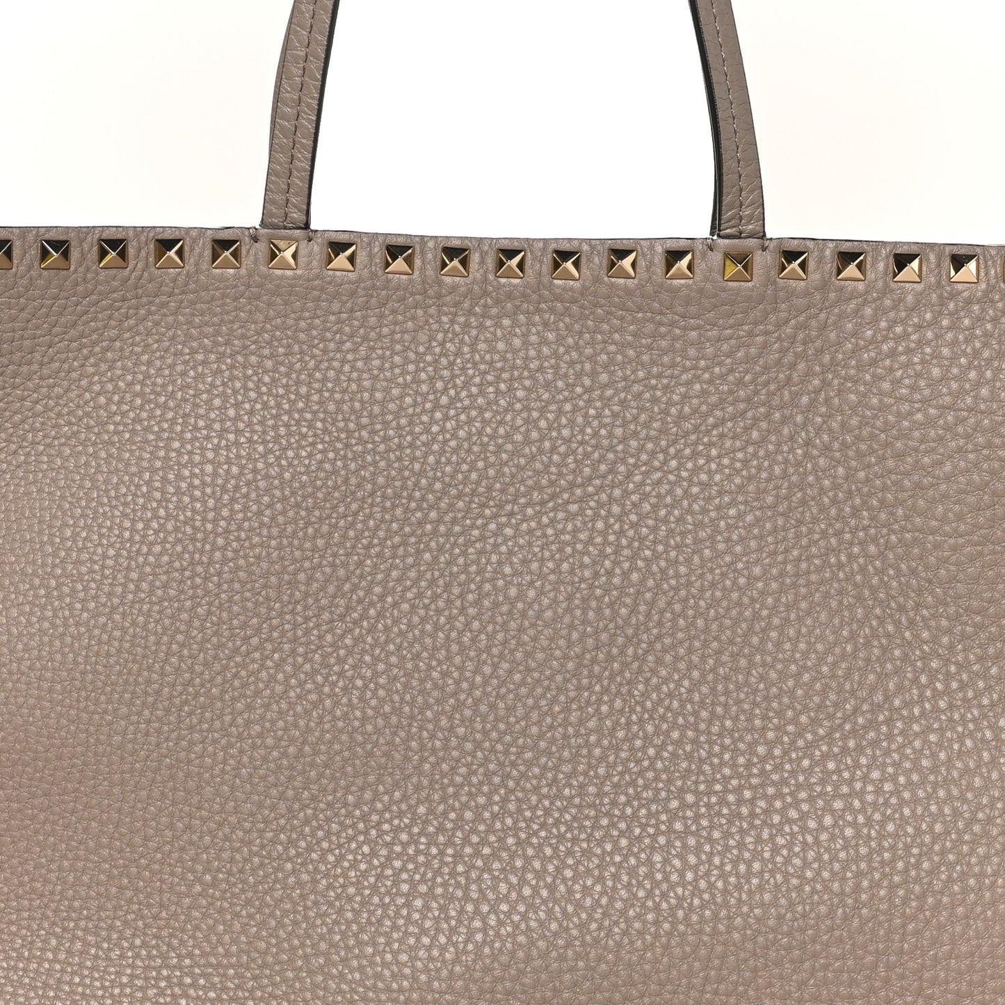 Grained Calfskin Rockstud Shoulder Tote Clay