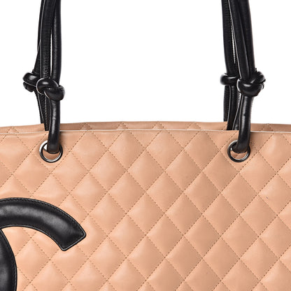 Chanel Calfskin Quilted Large Cambon Tote Beige Black 14 of 14