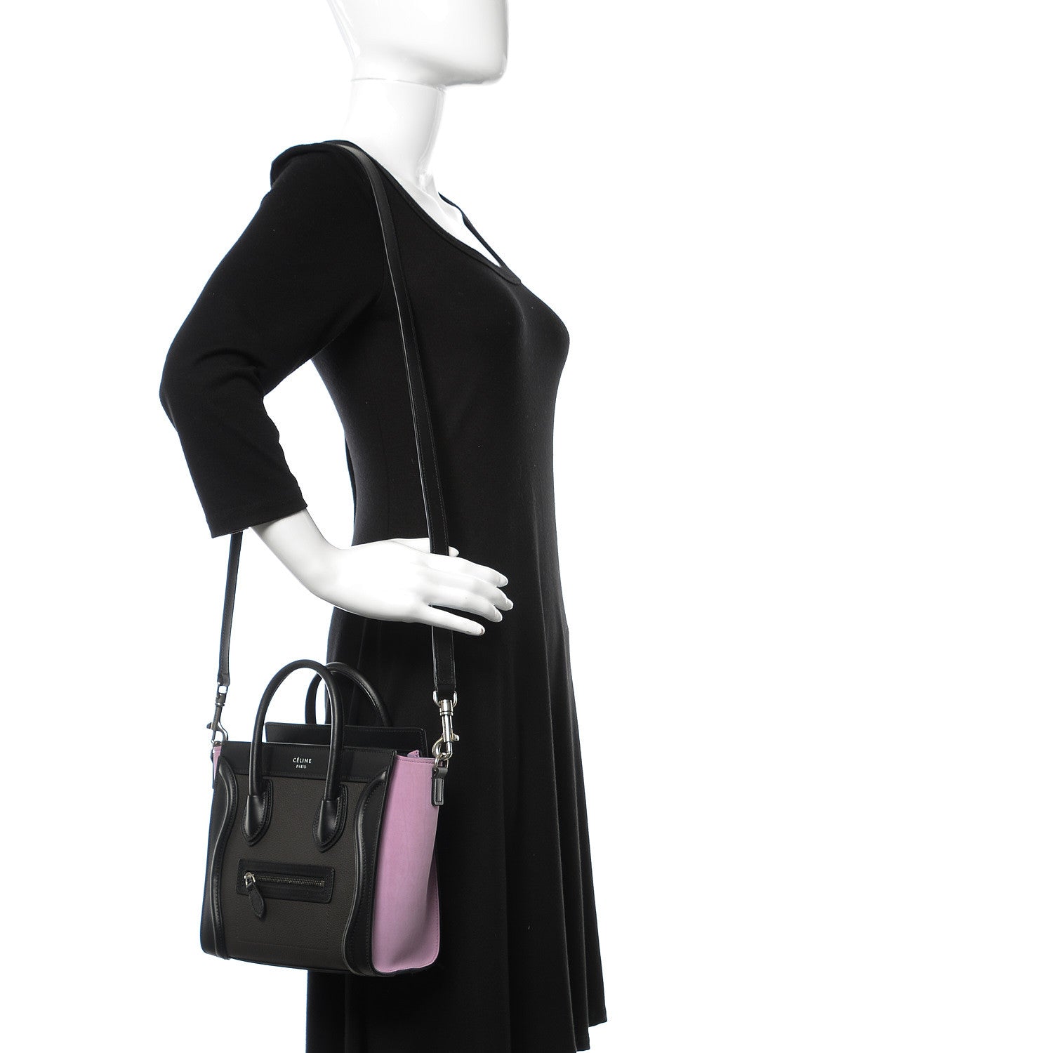 Celine Baby Grained Calfskin Nubuck Tri-color Nano Luggage Anthracite 3 of 10