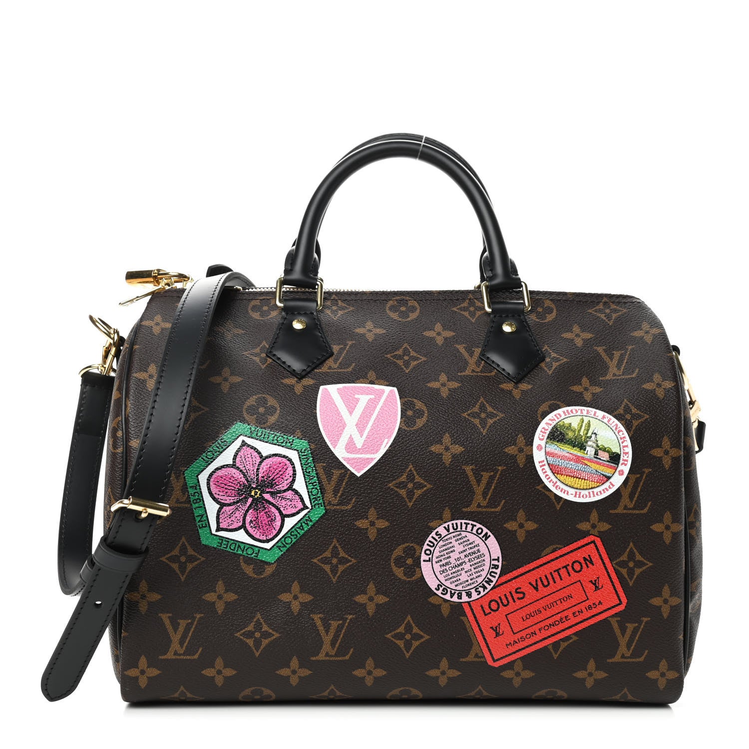 Louis Vuitton Monogram My World Tour Speedy Bandouliere 30 Black 1 of 7
