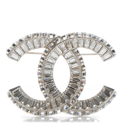 Chanel Baguette Crystal CC Brooch Silver 1 of 4