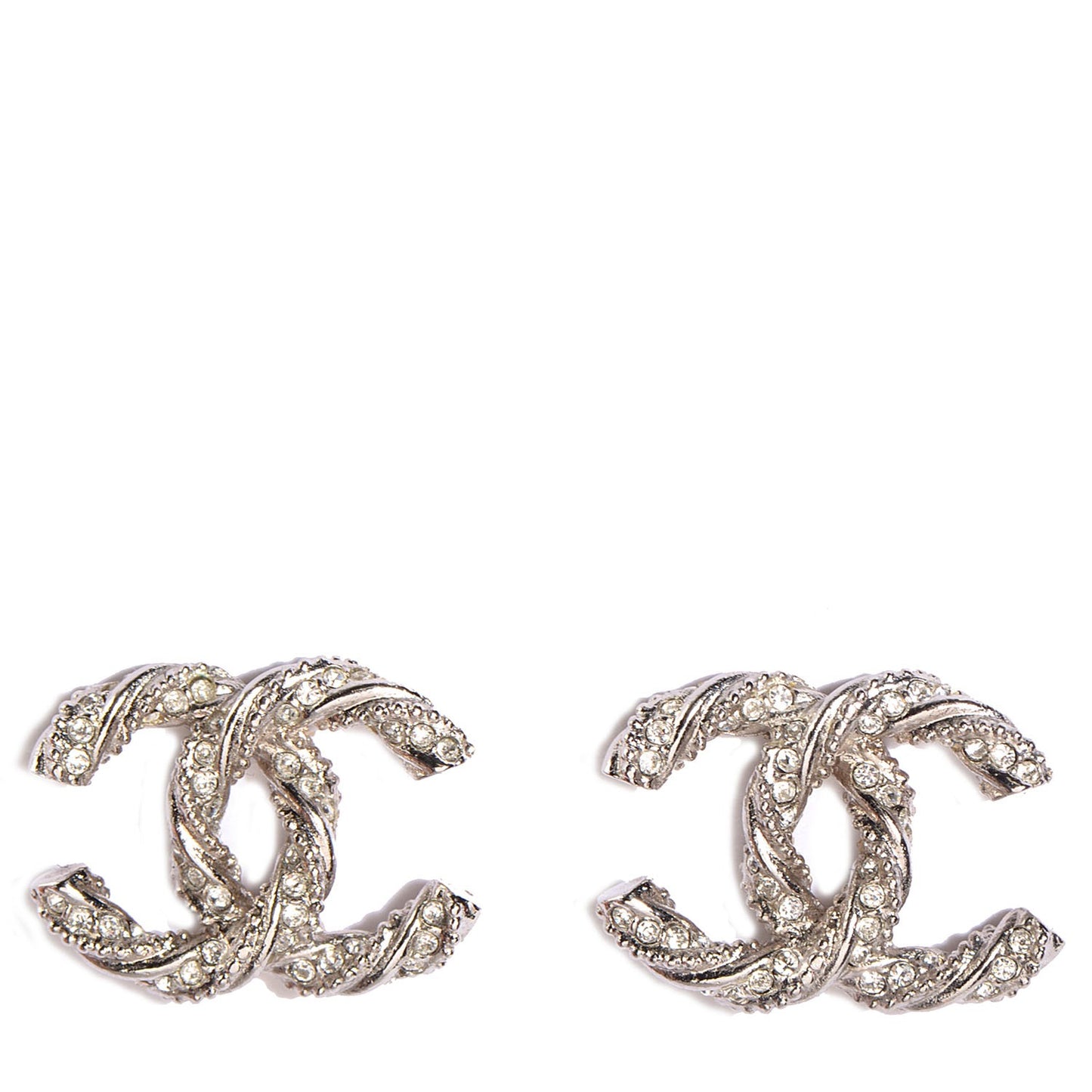 Crystal CC Twisted Earrings Silver