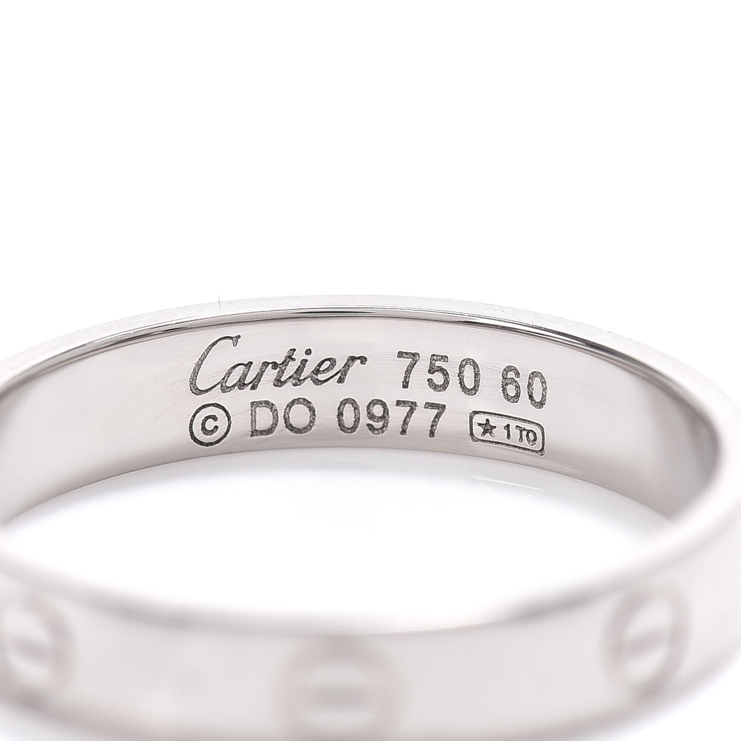 18K White Gold 3.5mm LOVE Wedding Band Ring 60 9