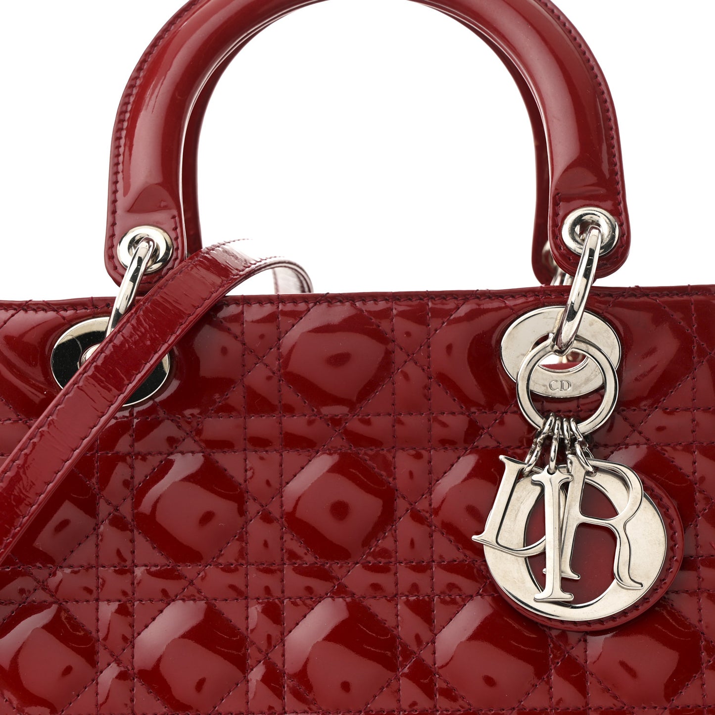 Patent Cannage Medium Lady Dior Red