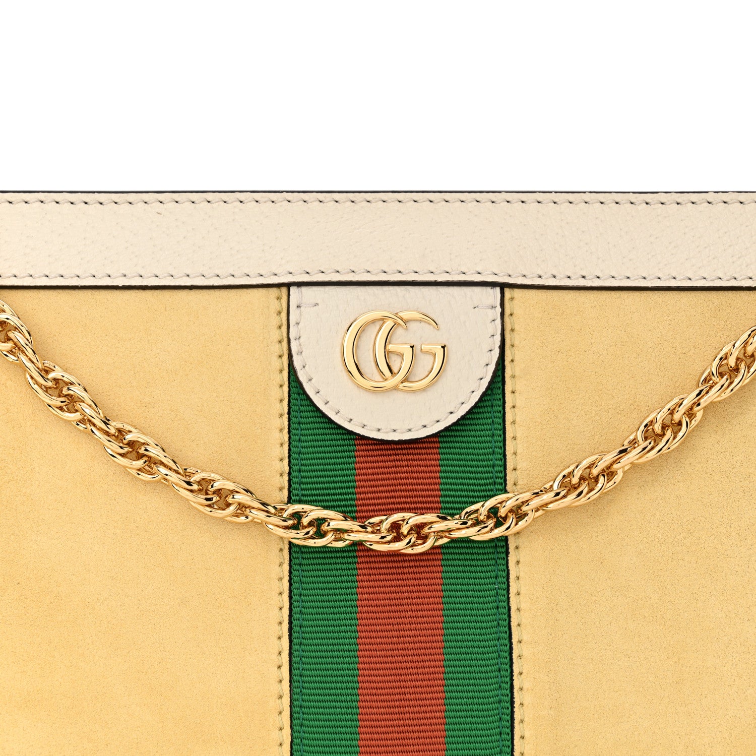 Gucci Suede Calfskin GG Web Small Ophidia Chain Shoulder Bag Burro New Mystic White 8 of 10