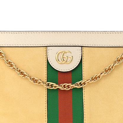 Gucci Suede Calfskin GG Web Small Ophidia Chain Shoulder Bag Burro New Mystic White 8 of 10
