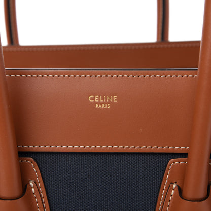 Celine Textile Smooth Calfskin Micro Luggage Navy Tan 10 of 10