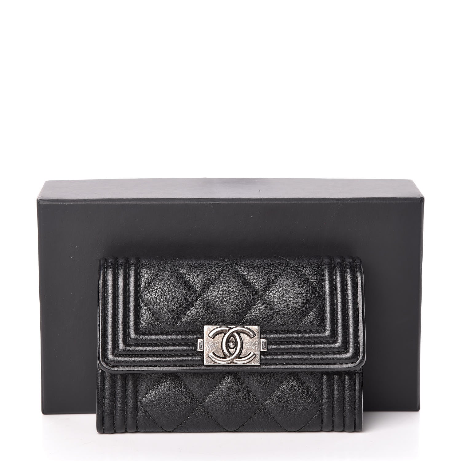 Chanel Calfskin Quilted Boy Flap Card Holder Black 9 of 9