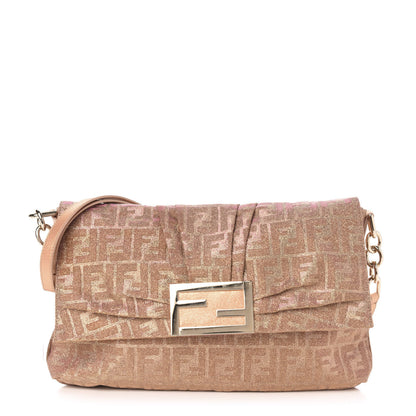 Fendi Metallic Lurex Zucca Large Mia Shoulder Flap Arancio 1 of 11