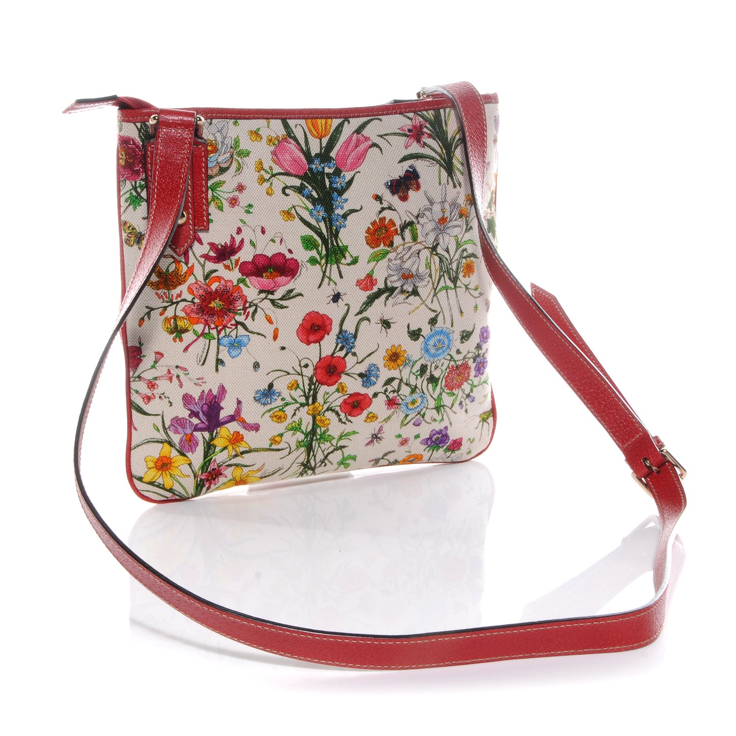 Canvas Flora Floral Crossbody Bag Red
