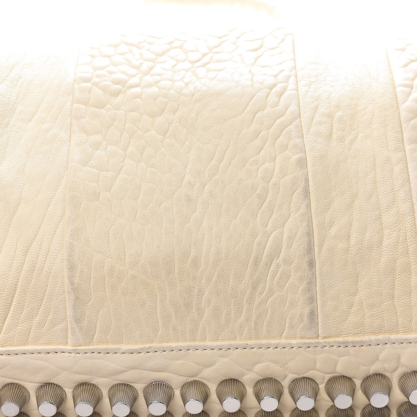 Pebbled Lambskin Rocco Bone Silver Hardware