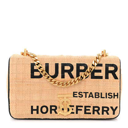 Burberry Raffia Horseferry Print Small Lola Bag Tan 1 of 10