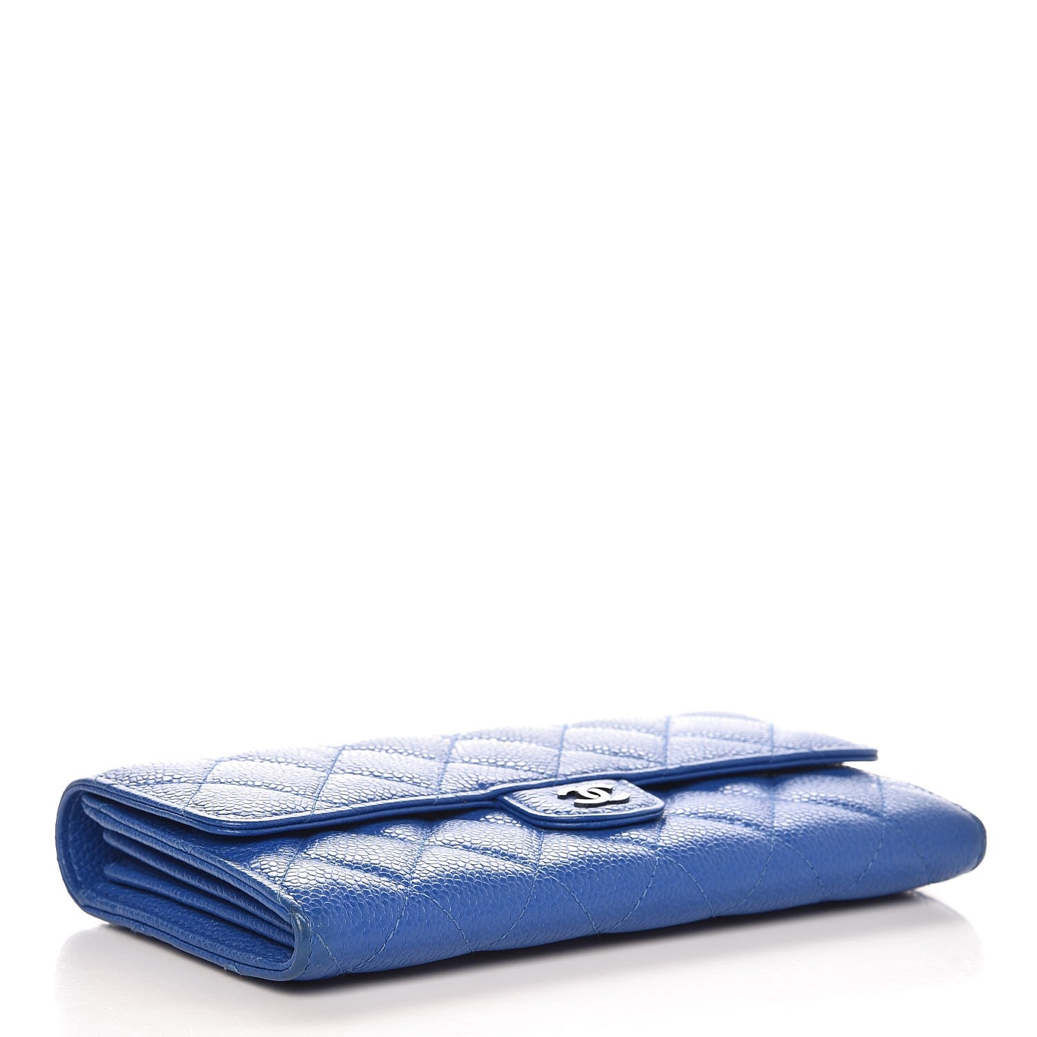 Chanel Caviar Quilted Large Gusset Flap Wallet Blue 4 of 15