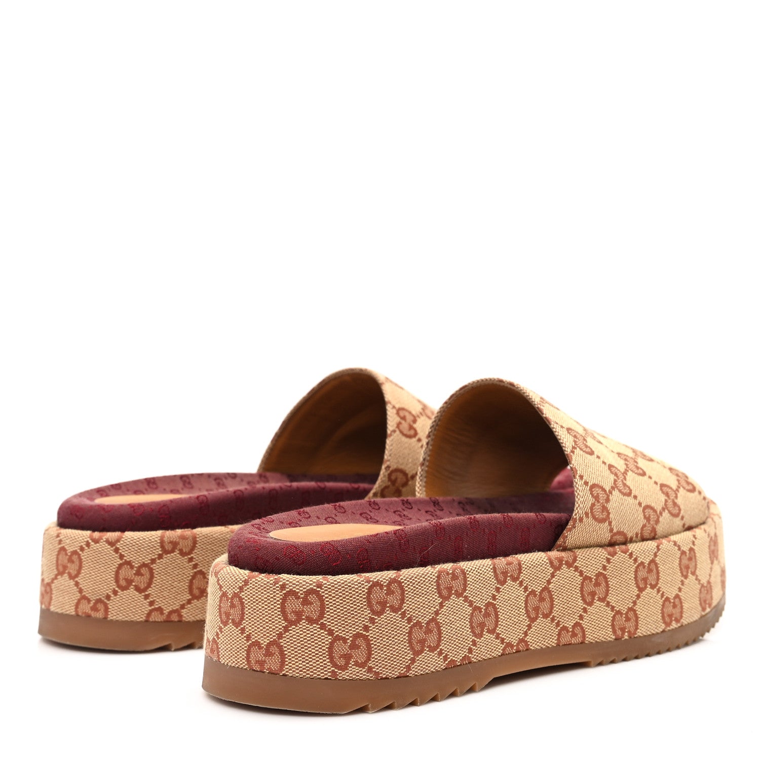 Gucci Canvas GG Monogram Angelina Platform Slide Sandals 39 Beige Ruggine 5 of 9