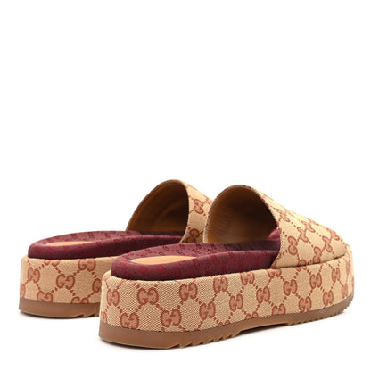 Gucci Canvas GG Monogram Angelina Platform Slide Sandals 39 Beige Ruggine 5 of 9