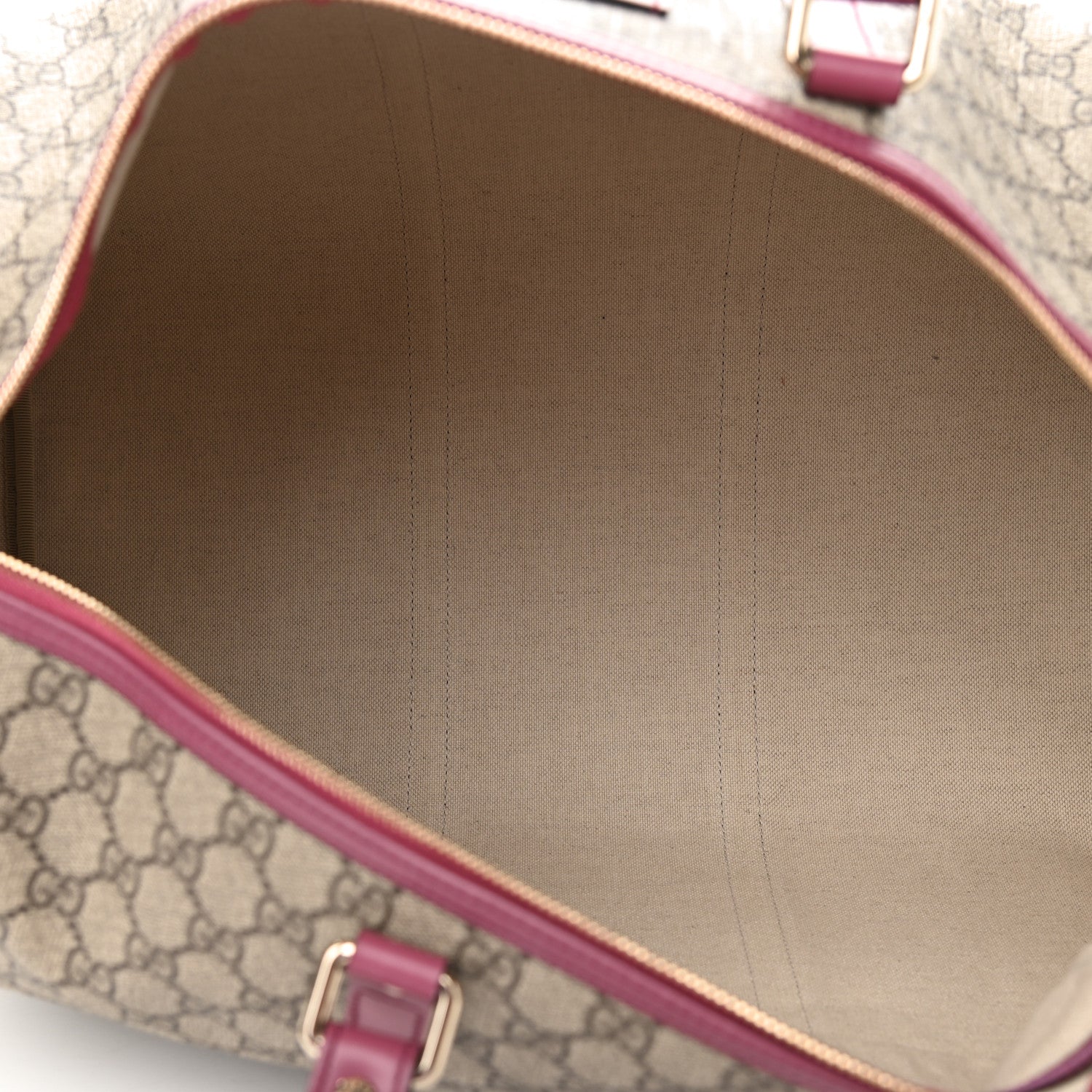 Gucci GG Supreme Monogram Selleria Calfskin Medium Carry On Duffle Bag Beige Ebony Peonia Flower 5 of 9