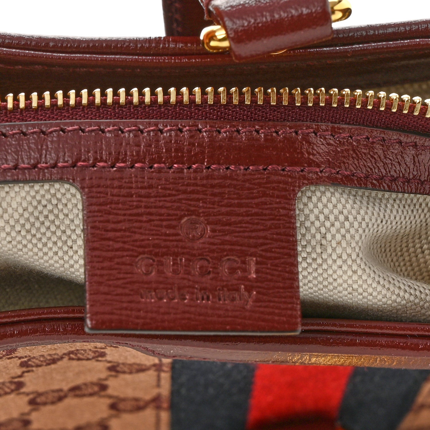 Gucci Monogram Azalea Calfskin Web Small Jackie 1961 Hobo Sahara Rubino Chardonnay 6 of 10