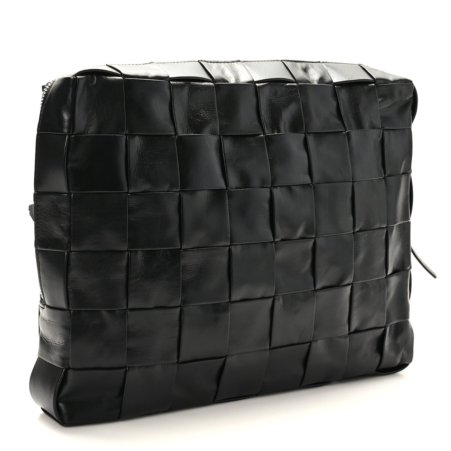 Paper Calfskin Maxi Intreccio Large Document Zipped Case Black