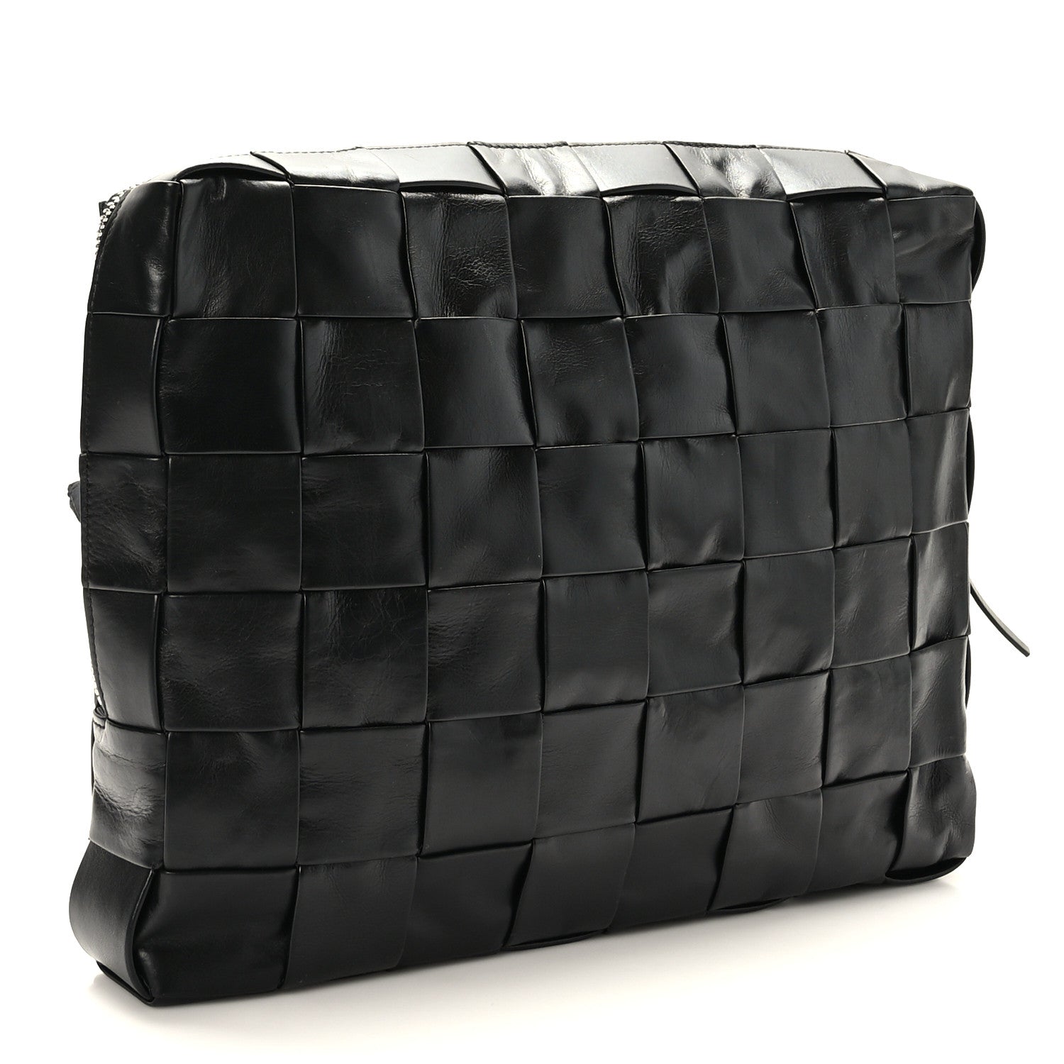 Bottega Veneta Paper Calfskin Maxi Intreccio Large Document Zipped Case Black 4 of 9