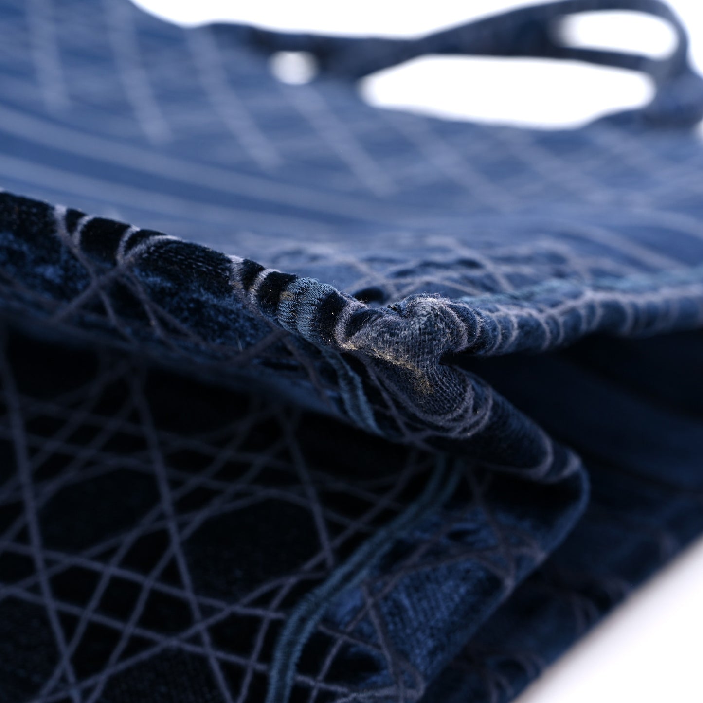 Velvet Cannage Large Book Tote Navy Blue