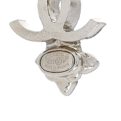 Chanel Crystal Pearl Flower CC Earrings Silver 4 of 4