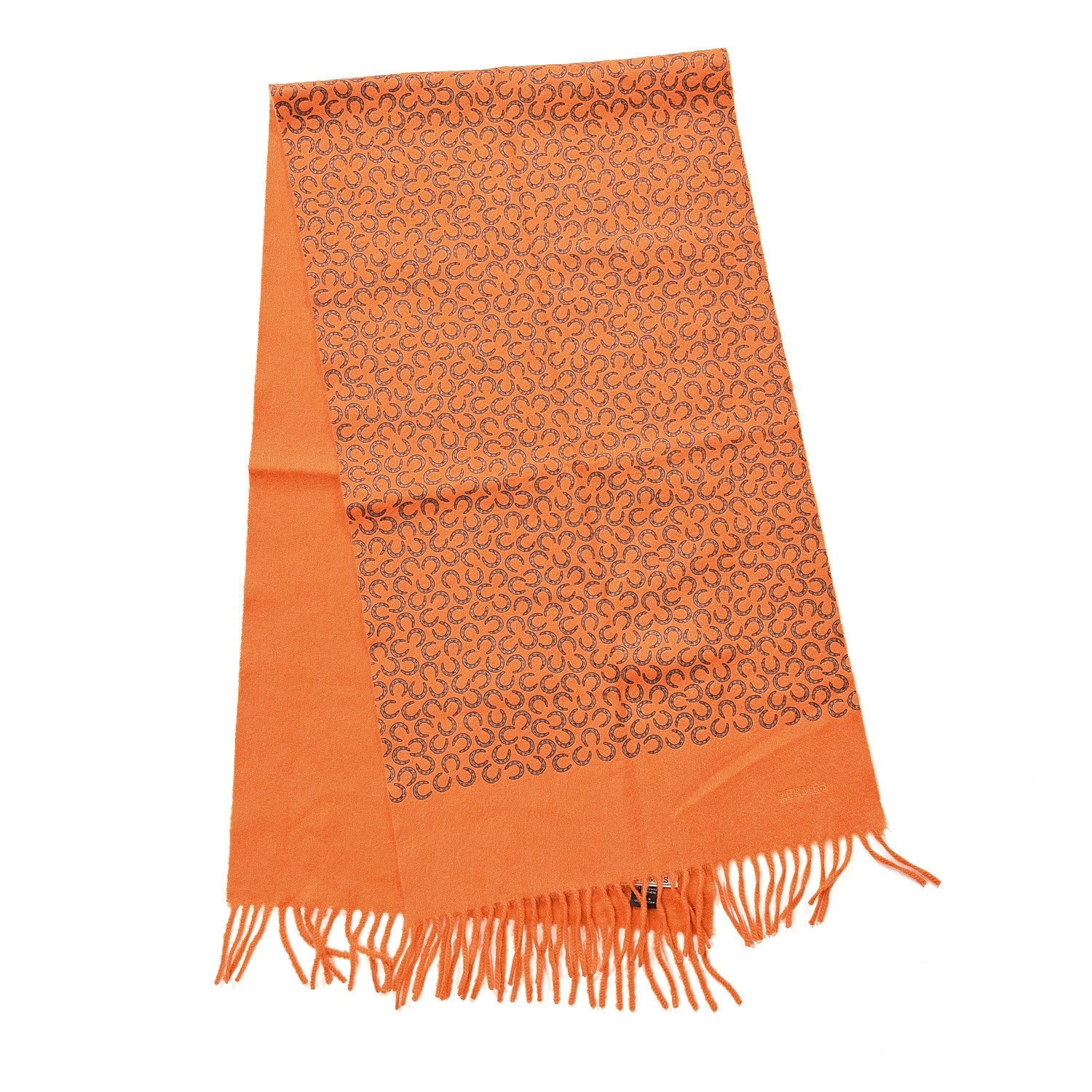 Hermes Cashmere Horseshoe Shawl Orange 2 of 4