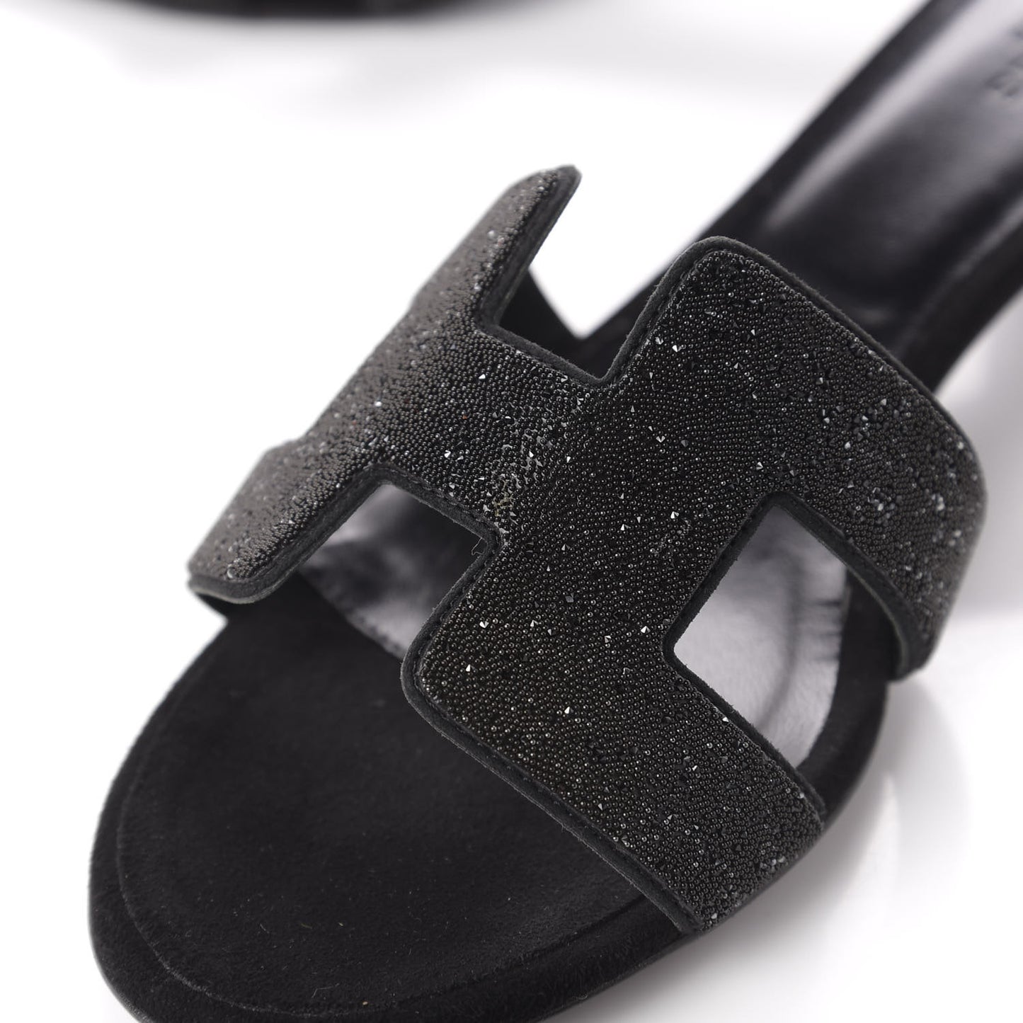 Suede Goatskin Crystal Powder Oasis Sandals 37 Black